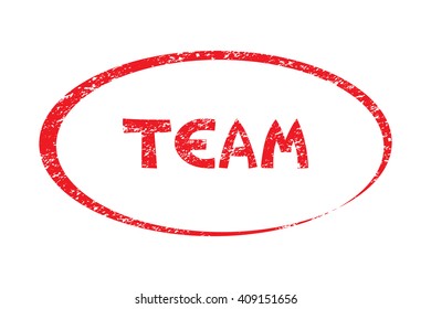 TEAM. Rubber Stamp with red color have porous and rough isolated on white background. For make a mark or design your product using a stamp or seal. Easy to change color. Unique character.