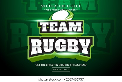 Efecto de texto modificable de rugby de equipo