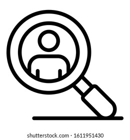 Team search icon. Outline team search vector icon for web design isolated on white background