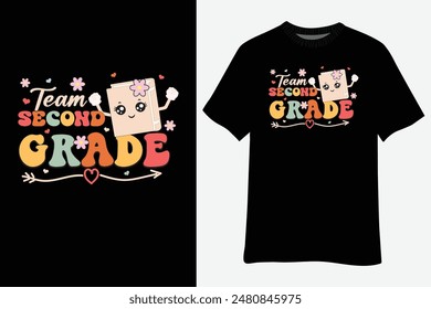 Team Second Grade Back To School 2nd Grade Teacher Student T-Shirt Design