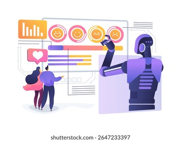 Team Sentiment Analysis Tools abstract concept vector illustration. AI tools monitor team morale and suggest strategies to improve engagement. abstract metaphor.