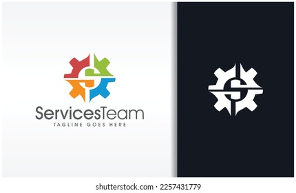 team service with gear logo vector