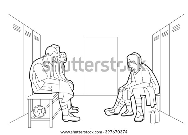 Team Sits Locker Room Vector Black Stock Vector Royalty