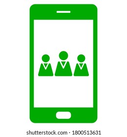 Team and smartphone on white