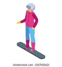 Icono de snowboard de equipo vector isométrico. Escuela de deportes. Escuela activa