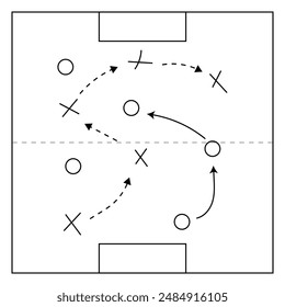 Team soccer tactic icon. Outline team soccer tactic vector icon for web design, graphic design, apps, website. isolated on white background. Soccer tactics. Eps 10.