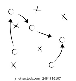 Team soccer tactic icon. Outline team soccer tactic vector icon for web design, graphic design, apps, website. isolated on white background. Soccer tactics. Eps 10.