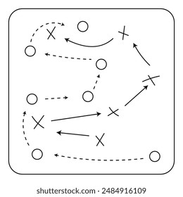 Team soccer tactic icon. Outline team soccer tactic vector icon for web design, graphic design, apps, website. isolated on white background. Soccer tactics. Eps 10.