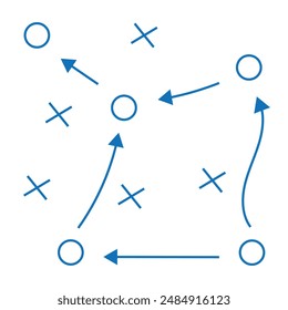 Team soccer tactic icon. Outline team soccer tactic vector icon for web design, graphic design, apps, website. isolated on white background. Soccer tactics. Eps 10.