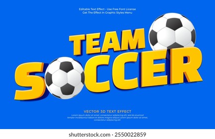 Team soccer text vector design with editable text effect