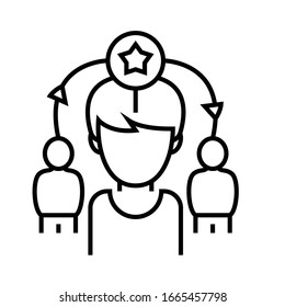 Icono de línea de soluciones de equipo, signo de concepto, ilustración de vector de esquema, símbolo lineal.
