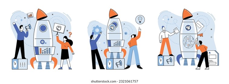 Team solving complex problems. Teamwork vector illustration metaphor. Collective brainstorm, idea generation, team building exercise concept Concept of business solution, challenge, problem-solving