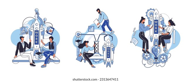 Team solving problems. Analyzes buyers to promote business Solving problem and difficult work teamwork assemble People try find solutions and solve problem in manufacturing and tech industry by
