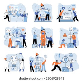 Team solving problems Creative idea problem solution cooperation.Thinking and imagination, problem solving, brainstorming, idea and human fantasy, motivation and inspiration, find right solution