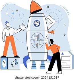 Team solving problems. Discussion of idea Creative mind, brainstorm Productivity, effectiveness Intelligence and knowledge development with brain performance Problems research and discover new idea,