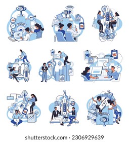 Team solving problems. People communication in search of ideas, collective thinking Innovative solution, problem-solving and crisis management concept Creative idea research and development Planning
