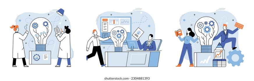 Team solving problems. People try find solutions and solve problem in manufacturing and tech industry by brainstorming Effective business solution strategy and complex task cooperation as successful