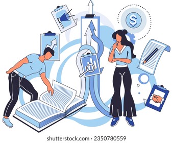 Team solving problems Project completed, work done, test, option approved, document checked Business growth and investment Problem-solving, business challenge Team work and team building, corporate