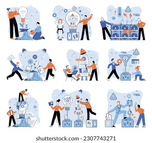 Solución de problemas de equipo Desarrollo empresarial, plan y símbolo de proceso Satisfacción de equipo, asociación y cooperación Conceptos Objetivos y objetivos relacionados Intercambio de ideas y conocimientos singulares Apoyo a