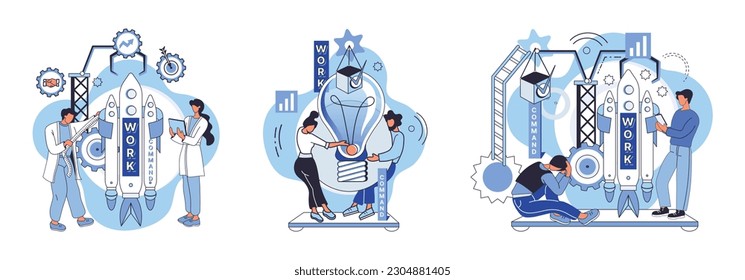 Team solving problems Teamwork business concept Creative idea problem solution cooperation.Thinking and imagination, problem solving, brainstorming, idea and human fantasy, motivation and inspiration,