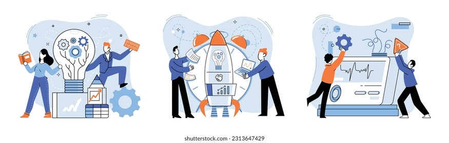 Team solving problems Teamwork business concept Creative idea problem solution cooperation.Thinking and imagination, problem solving, brainstorming, idea and human fantasy, motivation and inspiration,