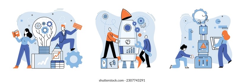 Team solving problems. Working collaboration, enterprise cooperation, colleagues mutual assistance concept Innovative solution, problem-solving and crisis management Teamwork and partnership,