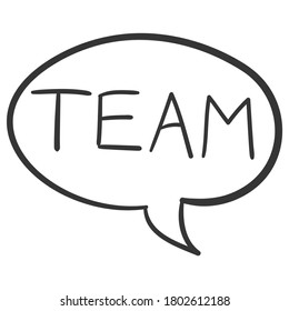 Team Speech Bubble, Traditional Doodle. Icons Sketch Hand Made. Design Vector Line Art.