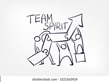 team spirit concept sketch lettering hand drawn doodle