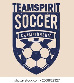 Team Spirit Soccer Championship Emblem T-Shirt Print Graphic Vector Artwork