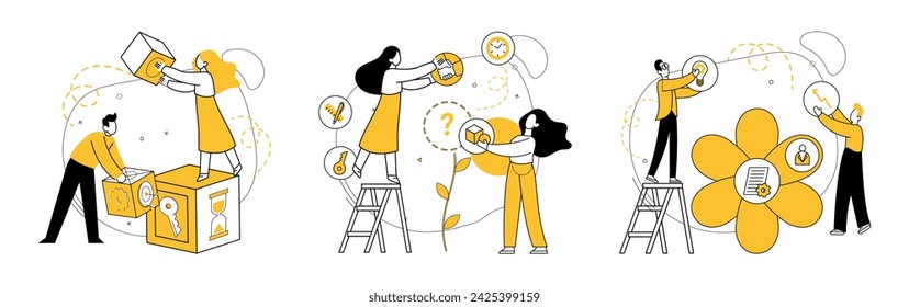 Team spirit vector illustration. Achieve corporate goals through strategic cooperation, where success is shared answer In realm business, understanding and inspiration fuel development and innovation