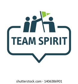 Team Spirit And Working Together Concept. Speech Bubble Vector Illustration With Icon