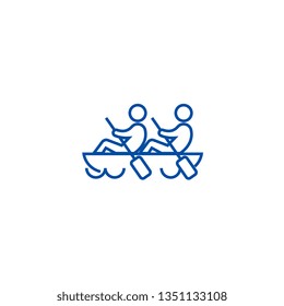 Team spirit,teamwork,canoe line icon concept. Team spirit,teamwork,canoe flat  vector symbol, sign, outline illustration.