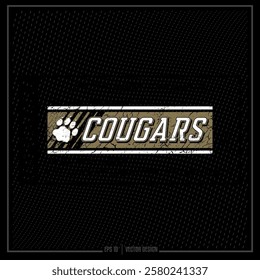 Team, Sport, Distressed Emblem, Sports Team, Cougar, Cougar Paw Print, Mascot, Team Spirit, Spirit Squad, Athlete