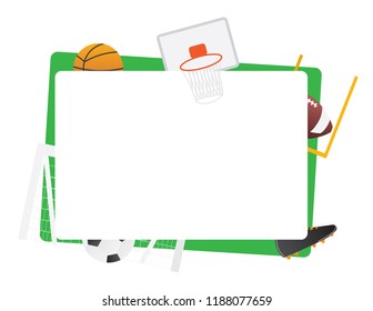 Team sports green frame isolated Basketball, football, basketball