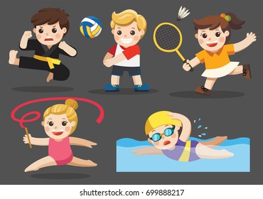 Team Sports For Kids Including Gymnastic, Volleyball, Swimming, Badminton , Karate.