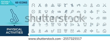 Team Sports line icons set. Includes thin line timer, line, shoes, soccer ball, medical, medal, play and more. Outline symbol collection. Editable vector illustration.