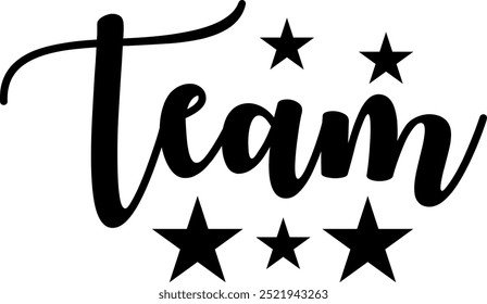 Team sports typography clip art design on plain white transparent isolated background for card, shirt, hoodie, sweatshirt, apparel, card, tag, mug, icon, poster or badge