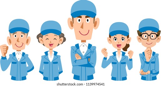 Team staff team of Blue Uniform _ Upper body