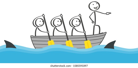 Team of stick figures controls with common force