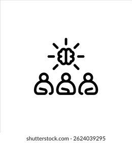 team strategy outline icon. figure brainstorming line art illustration.