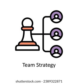 Ilustración de diseño de esquema relleno del vector de estrategia de equipo. Símbolo del archivo EPS 10 de fondo blanco