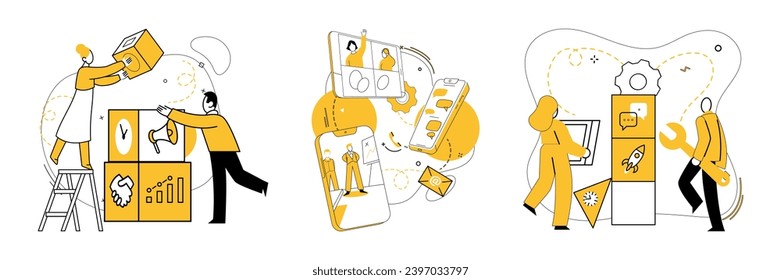 Team strategy vector illustration. Team spirit propels business forward, unlocking opportunities for achievement Embrace innovation in team development for sustained business progress