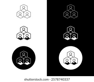 Team Structure Icon – Monoline Custom Hand-Drawn Style with Editable Stroke. Organizational Hierarchy and Collaboration Illustration.