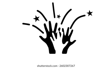 Team success , black isolated silhouette
