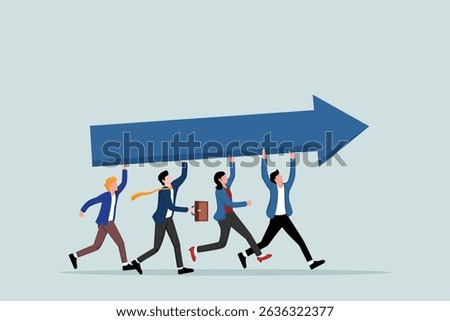 Team success and growth, sharing the same goals and direction of business, concept of career growth, teamwork of businessmen and women helps to bring huge growth in the upward arrow chart.