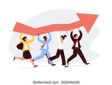 Team success and improvement, sharing same business goal and direction, support and partnership for career growth concept, businessman and woman teamwork help carry big growth rising up arrow graph.