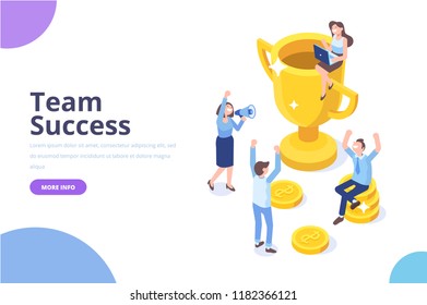 Team Success vector concept. Business people celebrating victory. Vector illustration of a flat design.