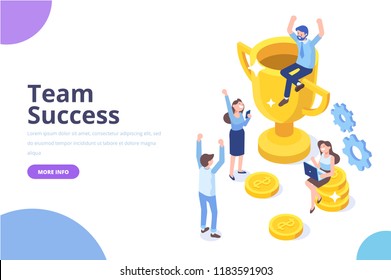 Team Success vector illustration. Business people celebrating victory. Vector illustration of a flat design.