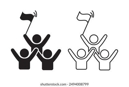 Team Success Victory Group Flag icon vector feel or outline,  representing teamwork and the achievement of a common goal.
