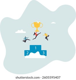 Team success win together, teamwork or collaboration to achieve goal together, group winner or team victory.character for design.
